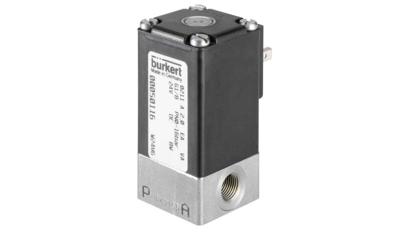 Burkert Magnetventil, 2 Porte, NO, 230 V ac, 1/4tommer, 143492