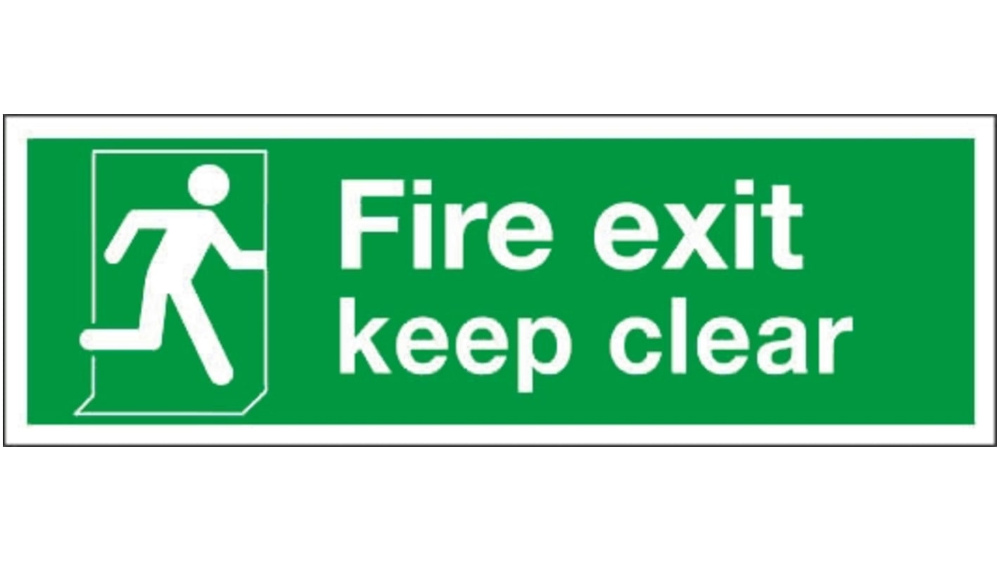 NG10C/R | PVC Fire Safety Label, Fire Exit Keep Clear With English Text ...