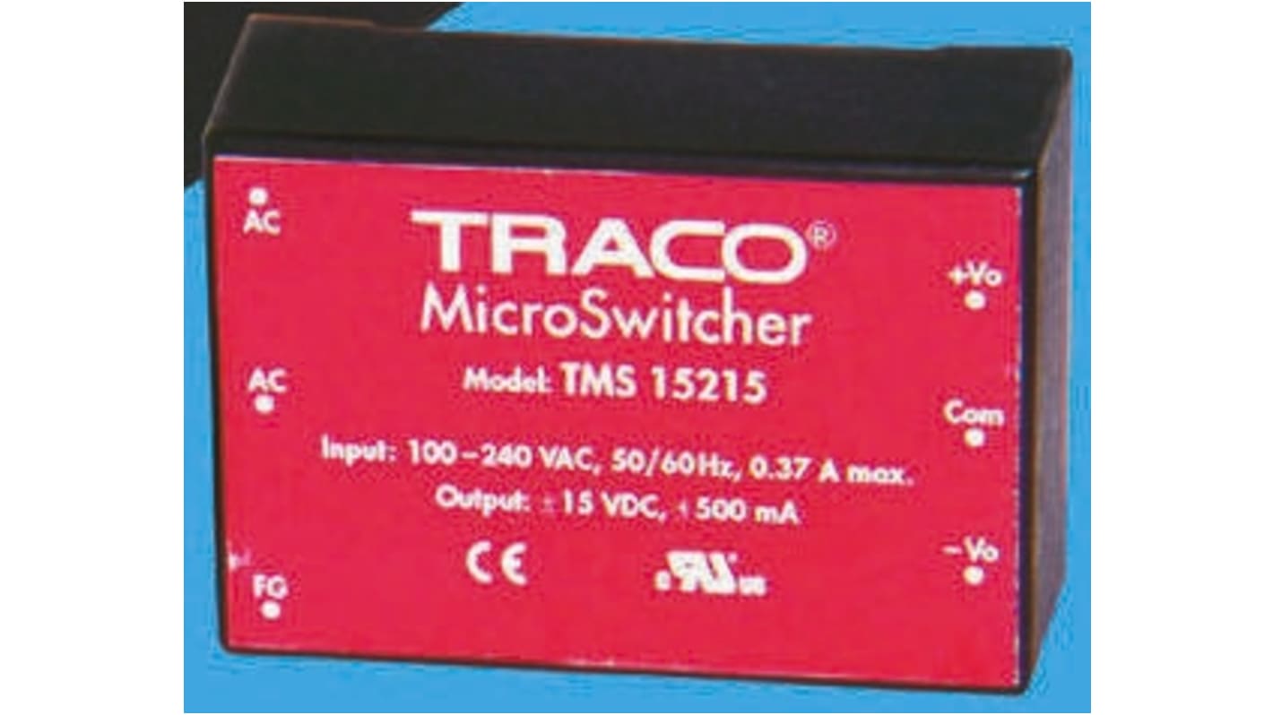 TRACOPOWER Embedded Switch Mode Power Supply SMPS, TMS 06124, 24V dc, 250mA, 6W, 1 Output, 110 → 375 V dc, 85