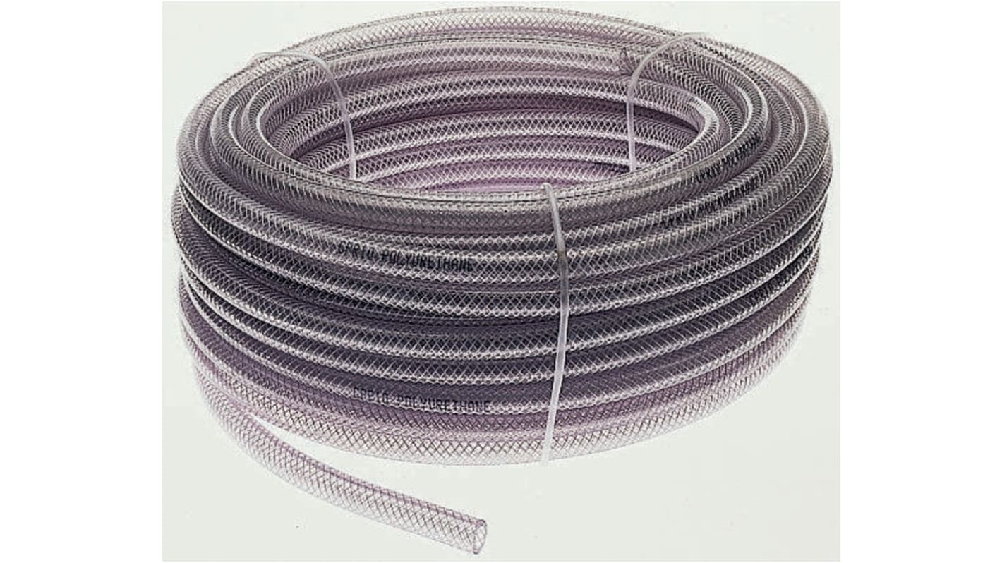 RS PRO PUR, Hose Pipe, 8mm ID, 14mm OD, Clear, 25m