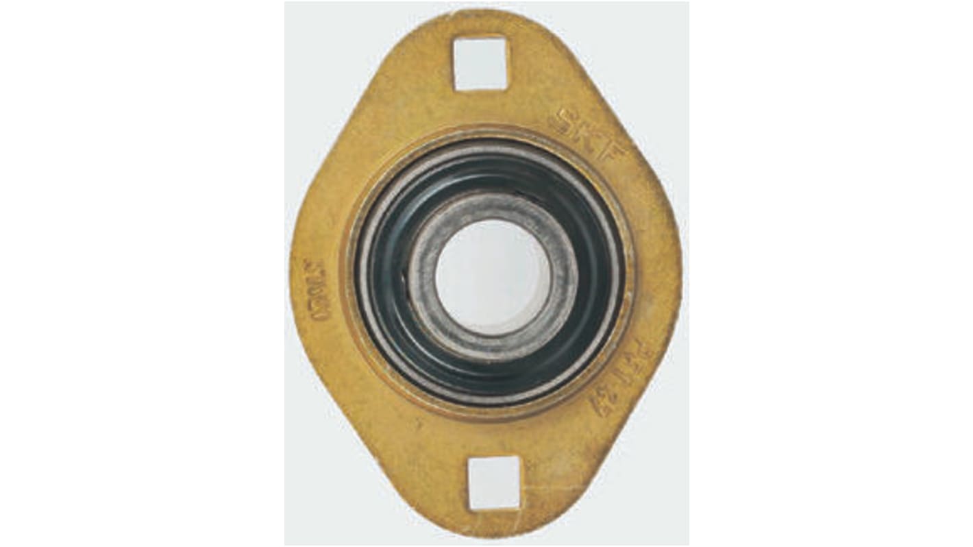 Cuscinetto flangiato SKF, 2 fori di montaggio da 7,1mm, Ø int 12mm, dimensioni 81mm x 59mm x 27.4mm, in Acciaio pressato