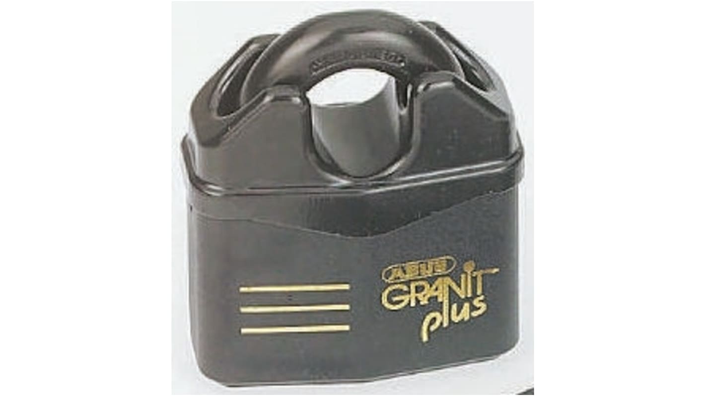 Lucchetto per impieghi pesanti con chiave ABUS per uso interno ed esterno, in Acciaio, anello da 14mm, L. 22mm, col nero