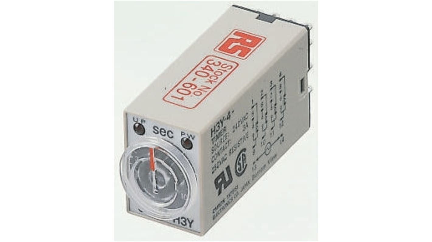 Tempatron 110V ac Timer Relay, 1 timerfunktion Indstiksmontering