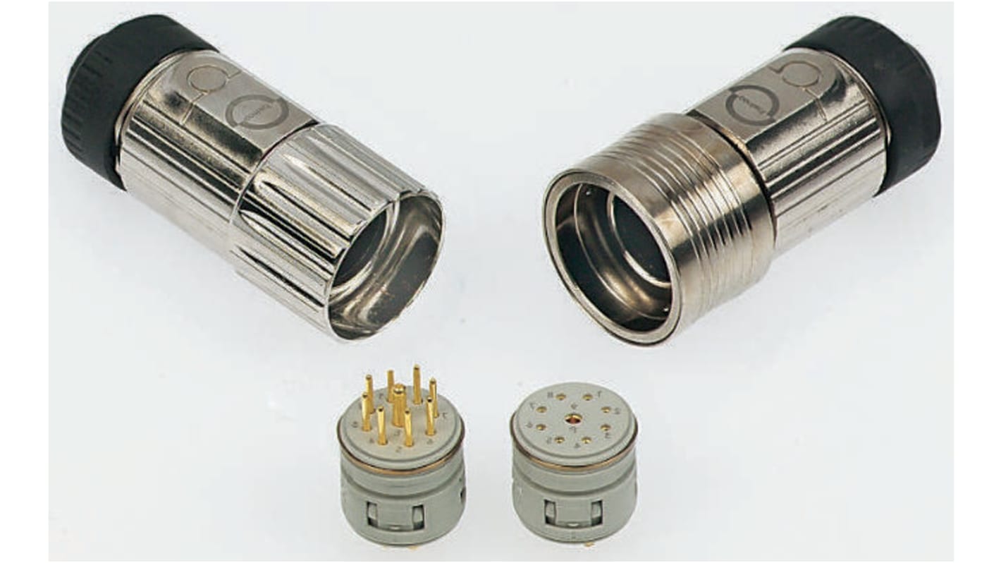 Contact Connectors Connector, 9 Contacts, Cable Mount, Plug and Socket, Male to Female, IP67, R2.5 Series