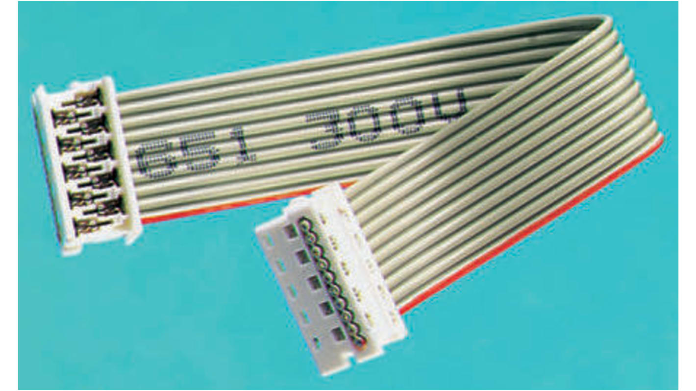 Molex 1.27mm 14 Way Female Picoflex IDC to Female Picoflex IDC Flat Ribbon Cable, Grey Sheath, 200mm Length
