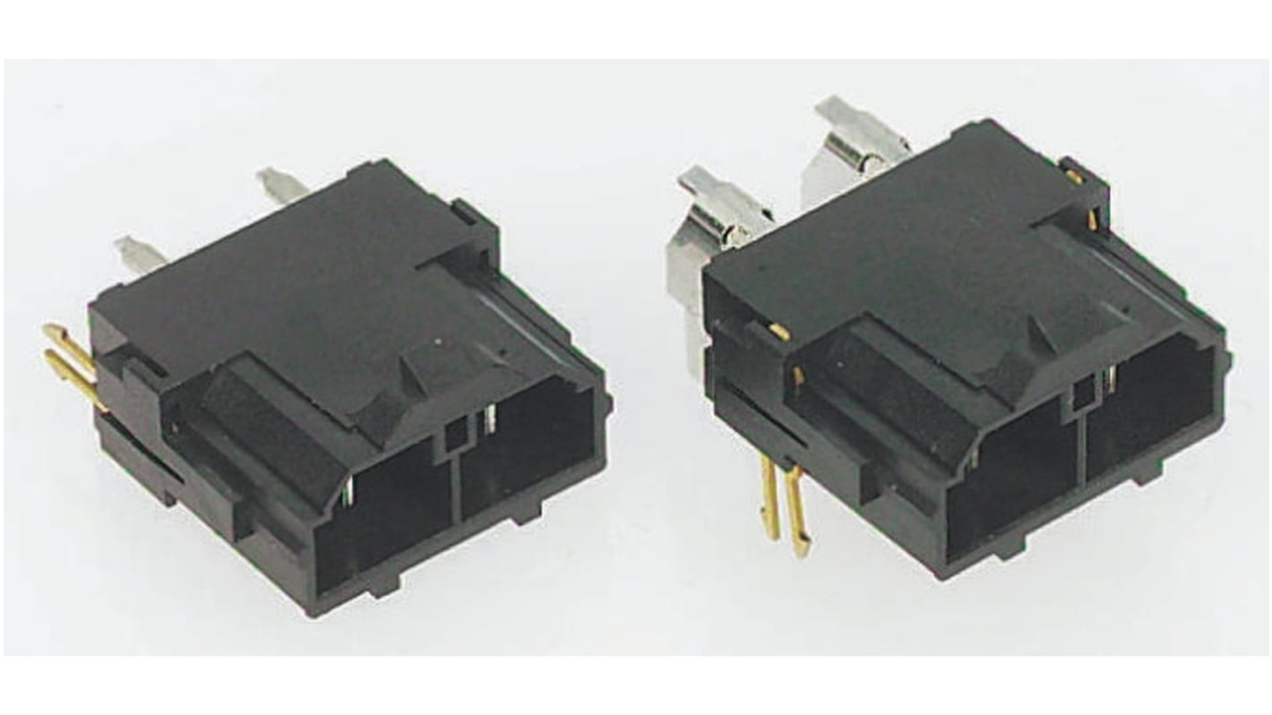 Conector macho para PCB Ángulo de 90° Molex serie MINI-FIT SR. de 3 vías, 1 fila, paso 10mm, para soldar, Orificio