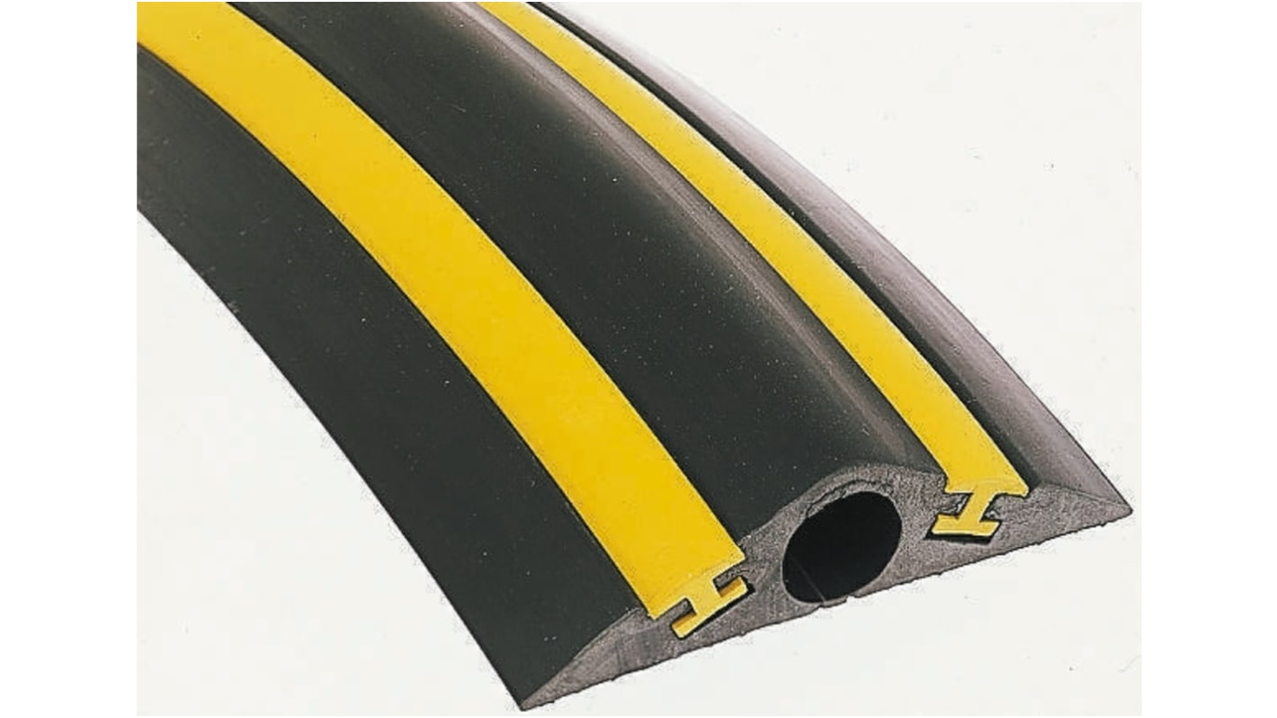 Vulcascot Temporary Traffic Calming Kabelabdeckung, Kabelbrücke, Innen-Ø 53mm, 270 mm x 1.5m Gummi, Schwarz/Gelb