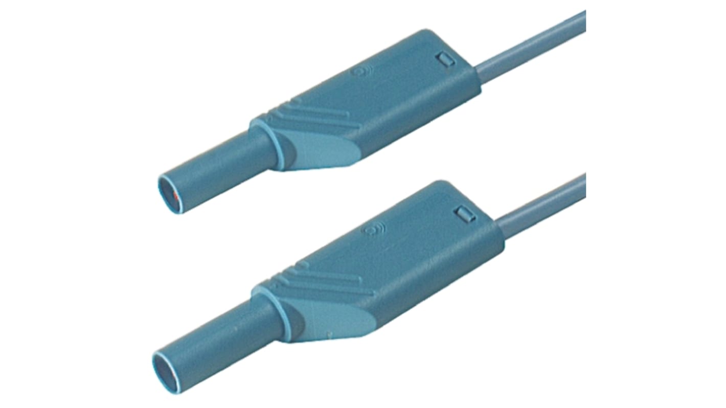 Hirschmann Messleitung 4mm Stecker / Stecker, Blau PVC-isoliert 500mm, 1000V ac/dc / 16A CAT II 1000V