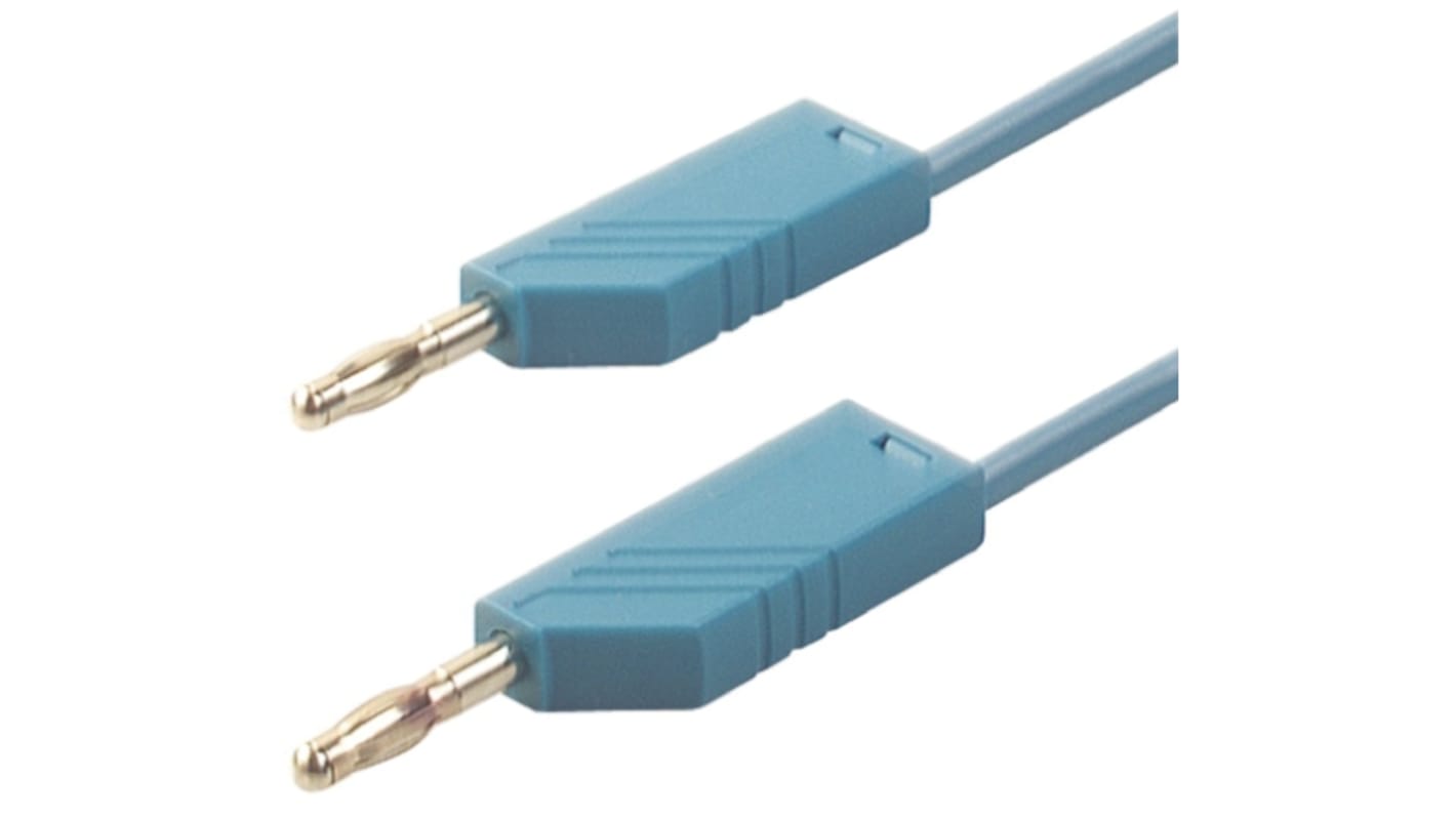 Cable de prueba con conector de 4 mm  Hirschmann de color Azul, Macho-Macho, 60V dc, 32A, 500mm