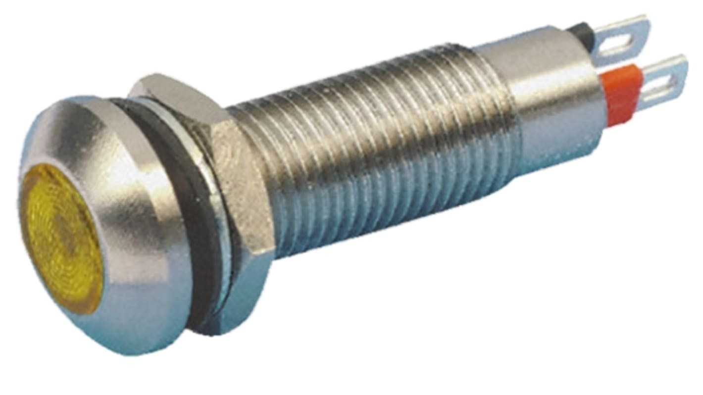 Marl パイロットランプ, 12V dc, 黄, 実装ホールサイズ:8.1mm, 524-521-21