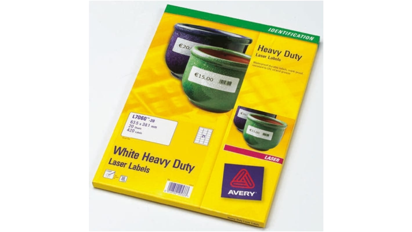 Avery White Adhesive Heavy duty Label Sheet, Pack of 420