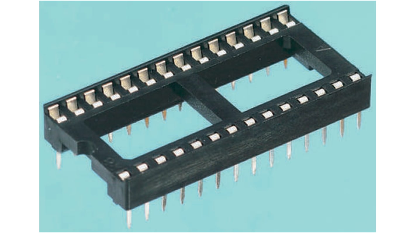 TE Connectivity IC DIL fatning, 2.54mm Afstand, 7.62mm rækkeafstand, 18-Polet, Hulmontering, Udstanset ben, 1A,