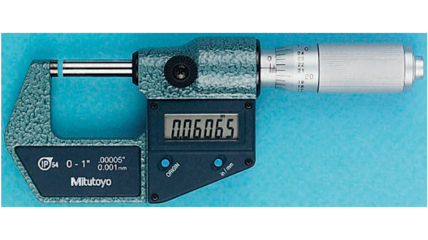 Mitutoyo 293-344 External Micrometer, Range 0 mm →25 mm, With UKAS Calibration