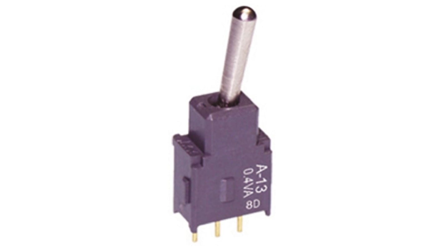 NKK Switches Toggle Switch, PCB Mount, On-Off-On, SPDT, Through Hole Terminal