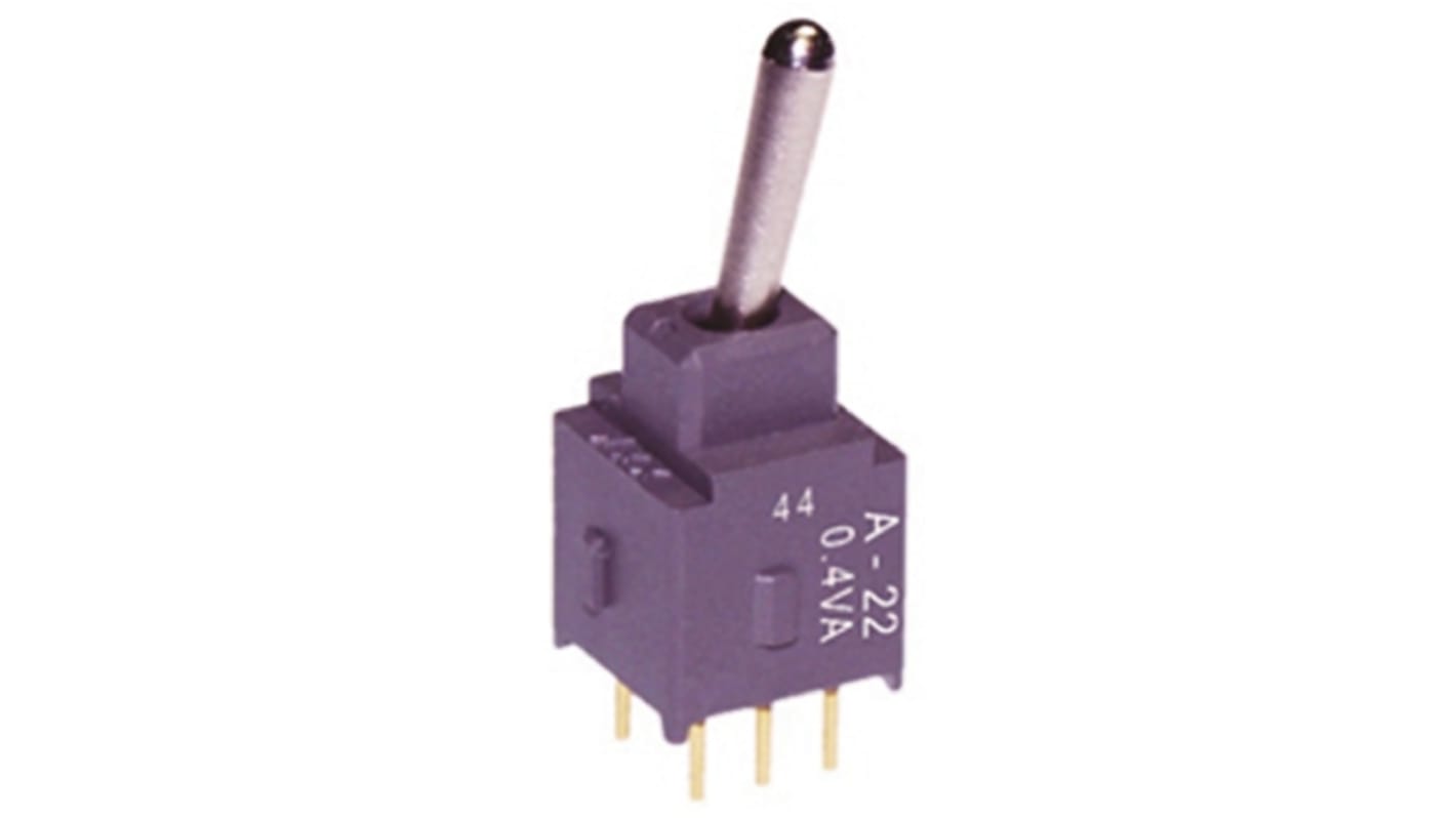 NKK Switches Toggle Switch, PCB Mount, On-(On), DPDT, Through Hole Terminal