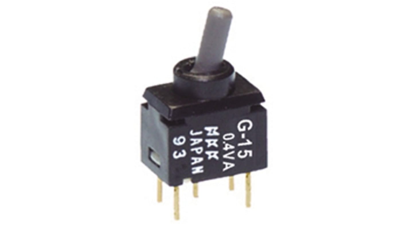 NKK Switches Toggle Switch, PCB Mount, (On)-On, SPDT, Through Hole Terminal