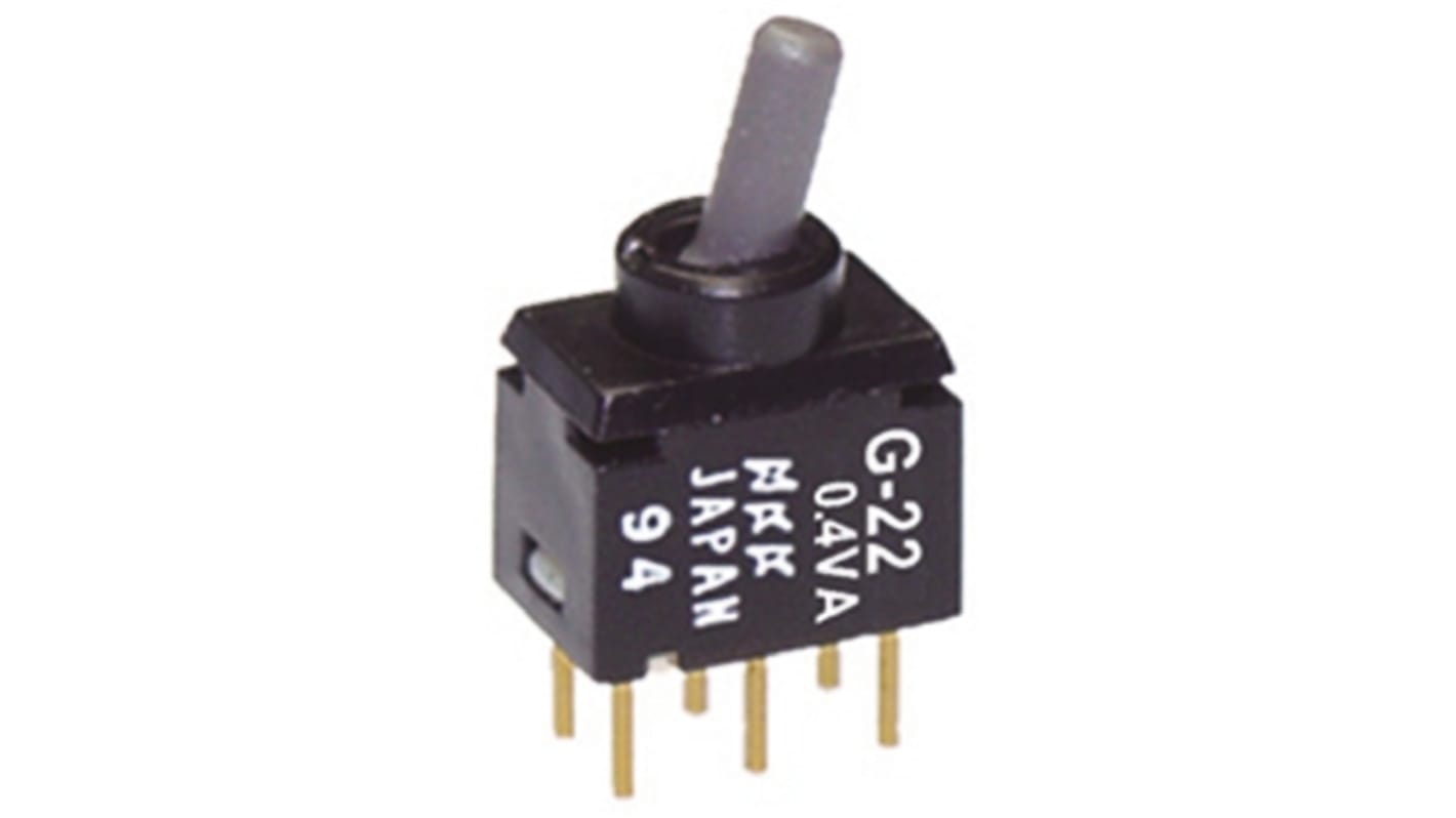 NKK Switches Toggle Switch, PCB Mount, Latching, DPDT, Through Hole Terminal