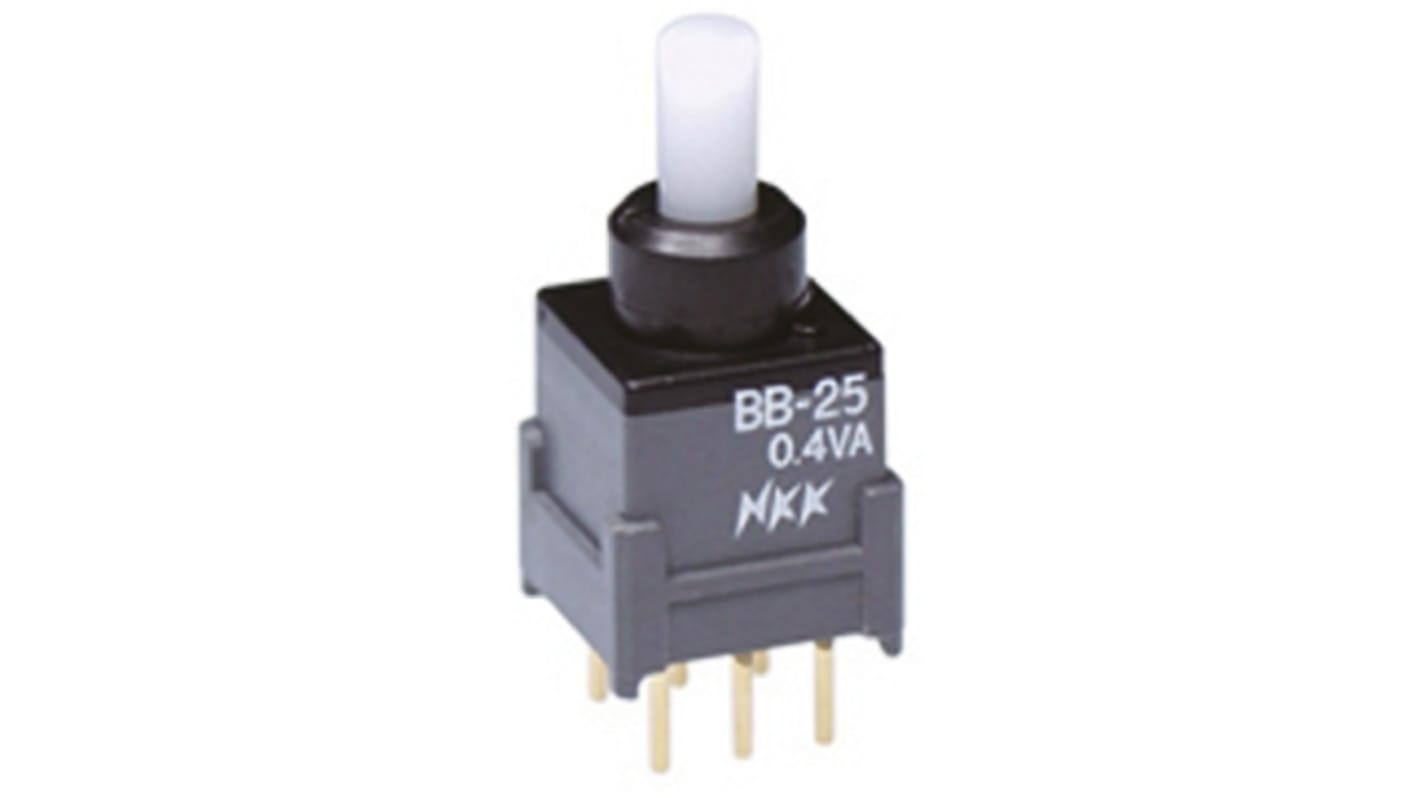 NKK Switches Push Button Switch, Momentary, PCB, DPDT