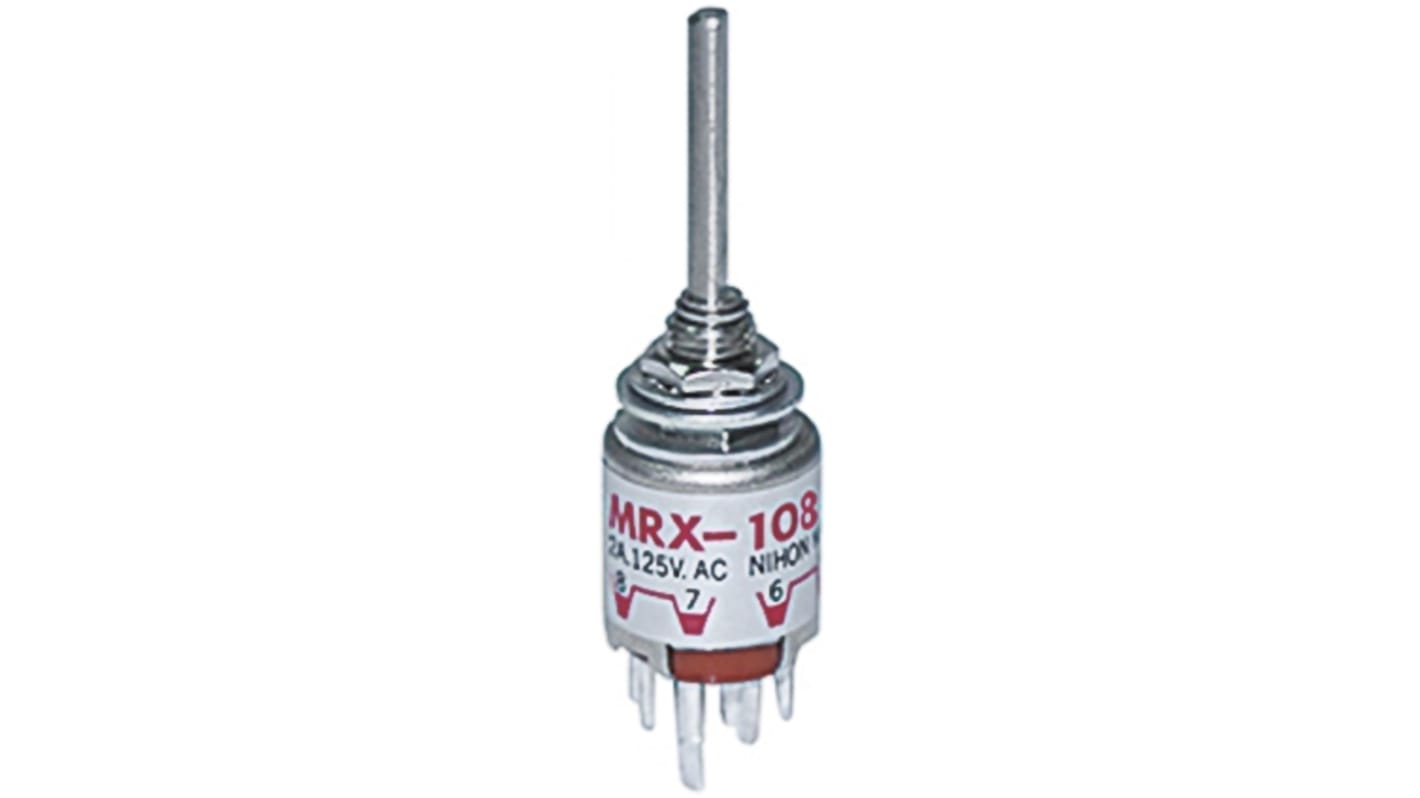 NKK Switches, 7 Position SPST Rotary Switch, 1 A @ 30 V dc, 2 A @ 125 V ac, Through Hole