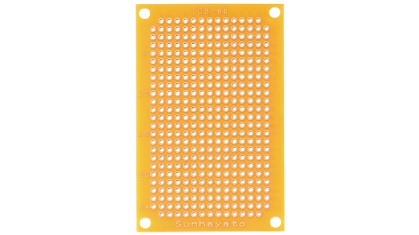 Sunhayato Single Sided Matrix Board FR2 1mm Holes, 2.54 x 2.54mm Pitch, 72 x 47 x 1.6mm