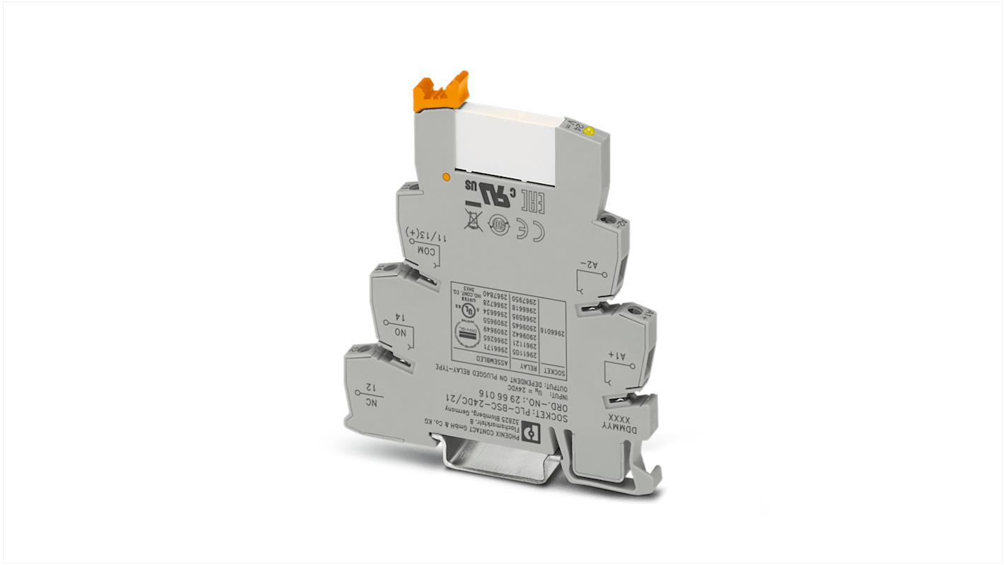 Phoenix Contact DIN-skinne 1 polet Interfacerelæ, 24V dc spole, kontaktkonfiguration: 1-polet skifte