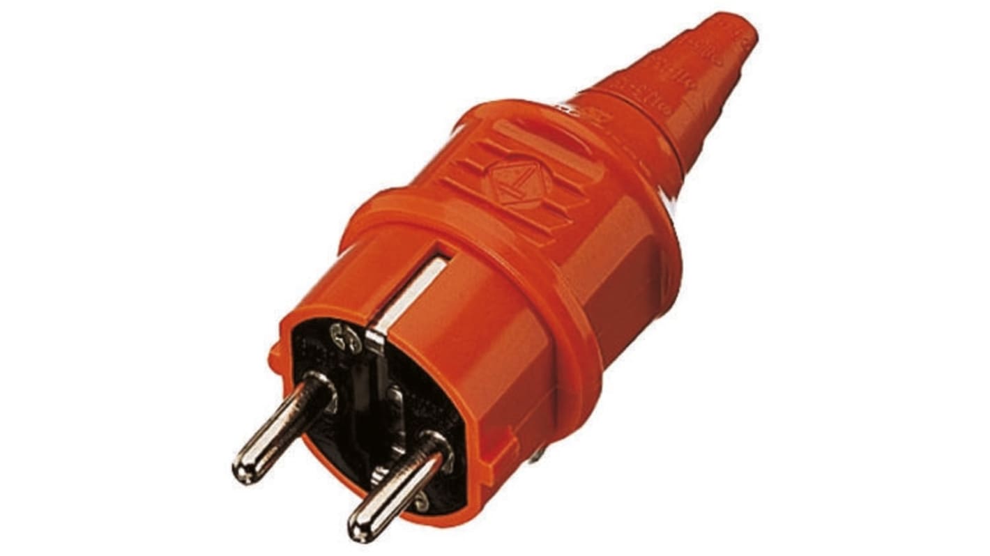 MENNEKES Netzstecker Kabel, 2P+E Schukostecker, 230 V / 16A Orange, für Deutschland