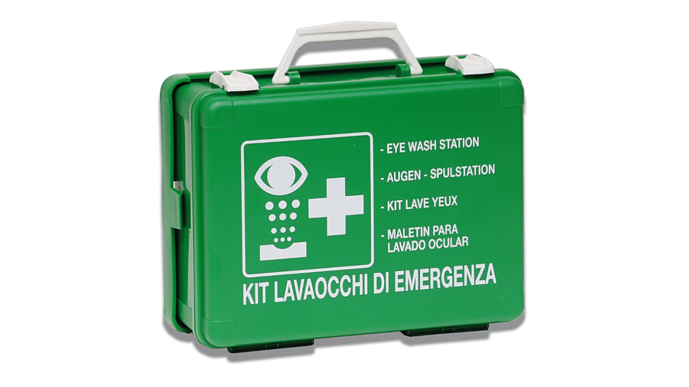 Kit per lavaggio oculare, portatile, montaggio a parete