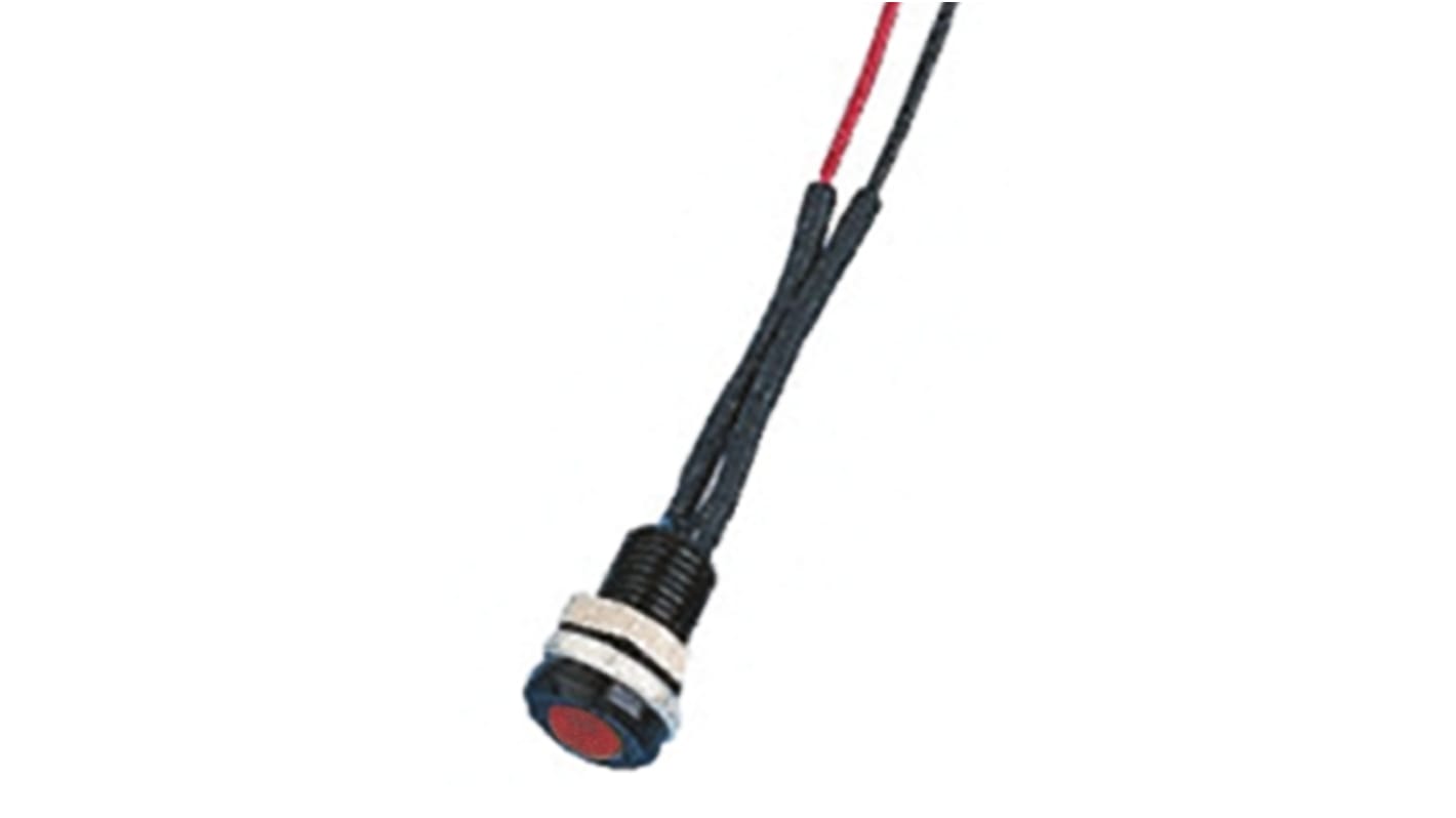 Indicador LED Oxley, Rojo, lente enrasada, marco Negro, Ø montaje 6.4mm, 1.9V dc, 20mA, 1200mcd, IP66