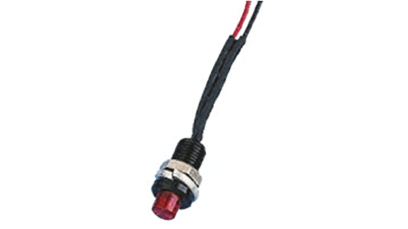 Voyant LED lumineux  Rouge Oxley, dia. 6.4mm, 12V c.a., IP66