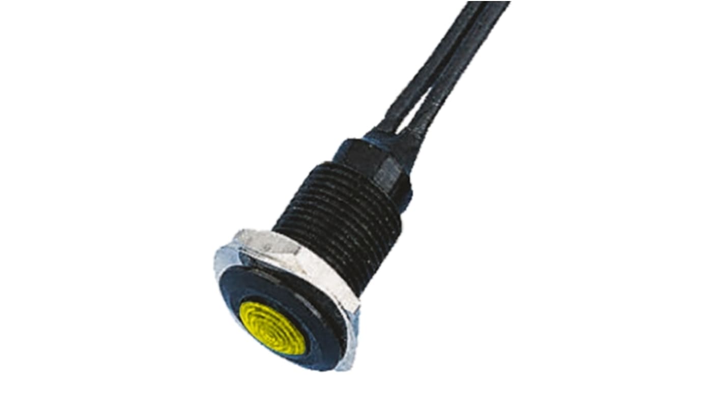 Oxley Yellow Panel Mount Indicator, 110V ac, 10.2mm Mounting Hole Size, Lead Wires Termination, IP66