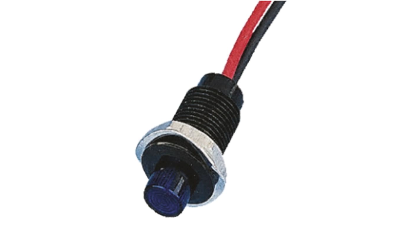 Oxley Blue Indicator, 12V ac, 10.2mm Mounting Hole Size, Lead Wires Termination