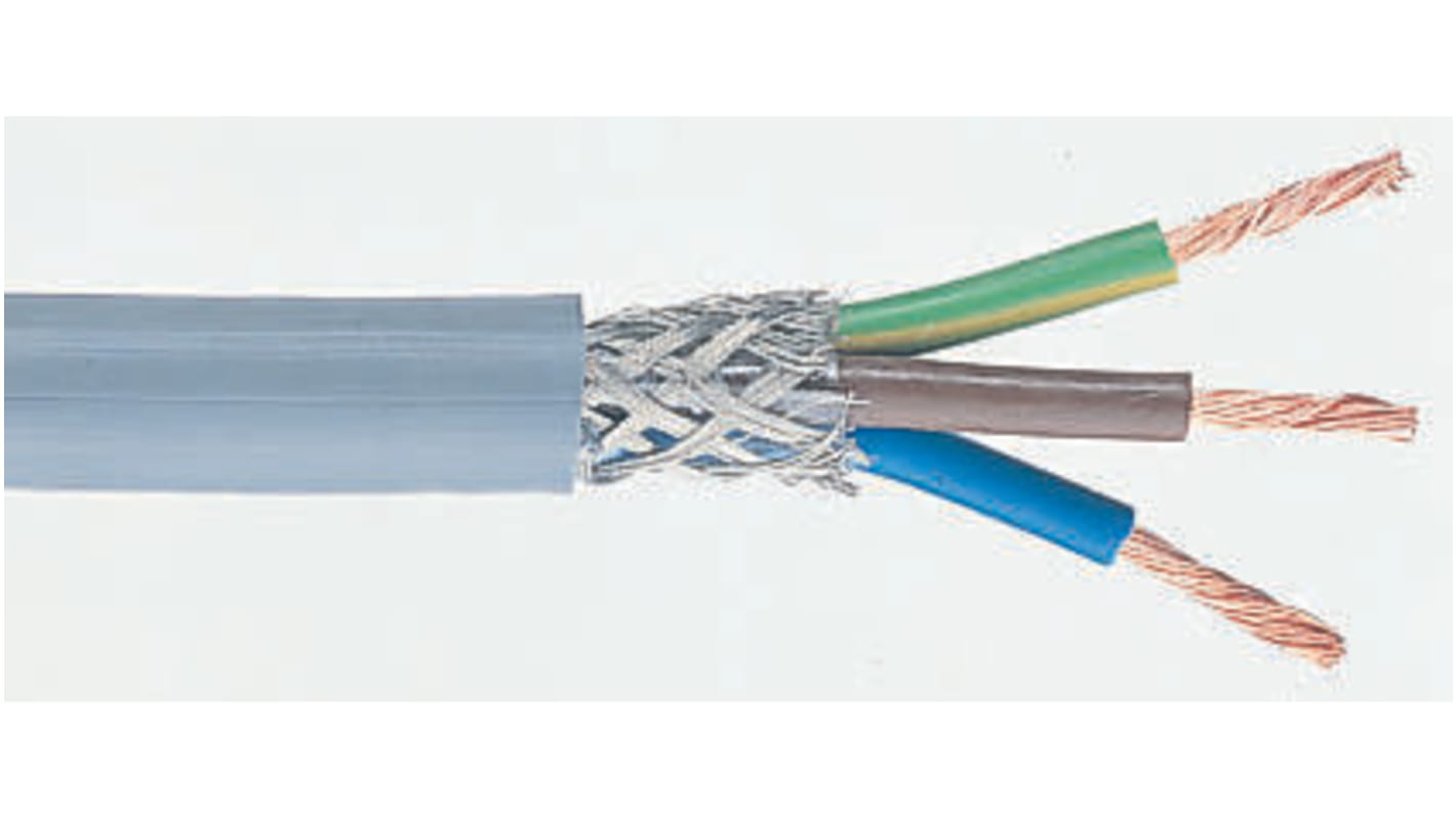 Belden Belden CY CY Steuerkabel, 3-adrig x 1 mm² Grau / 10 A, 100m, 17 AWG, Kupfergeflecht verzinnt