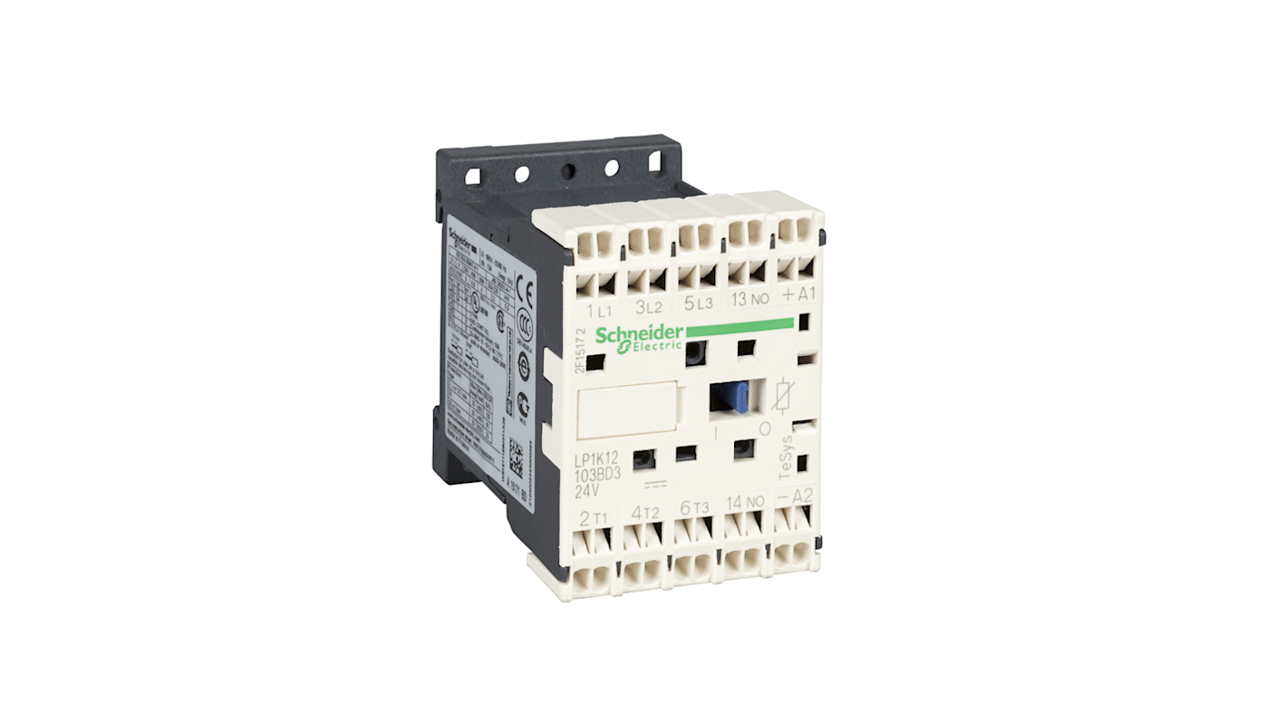 Schneider Electric LP1K Series Contactor, 24 V dc Coil, 3-Pole, 12 A, 5.5 kW, 3NO, 690 V ac