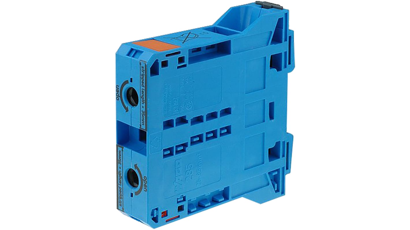 Wago 285 Series Blue Feed Through Terminal Block, 95mm², Single-Level, Power Cage Clamp Termination