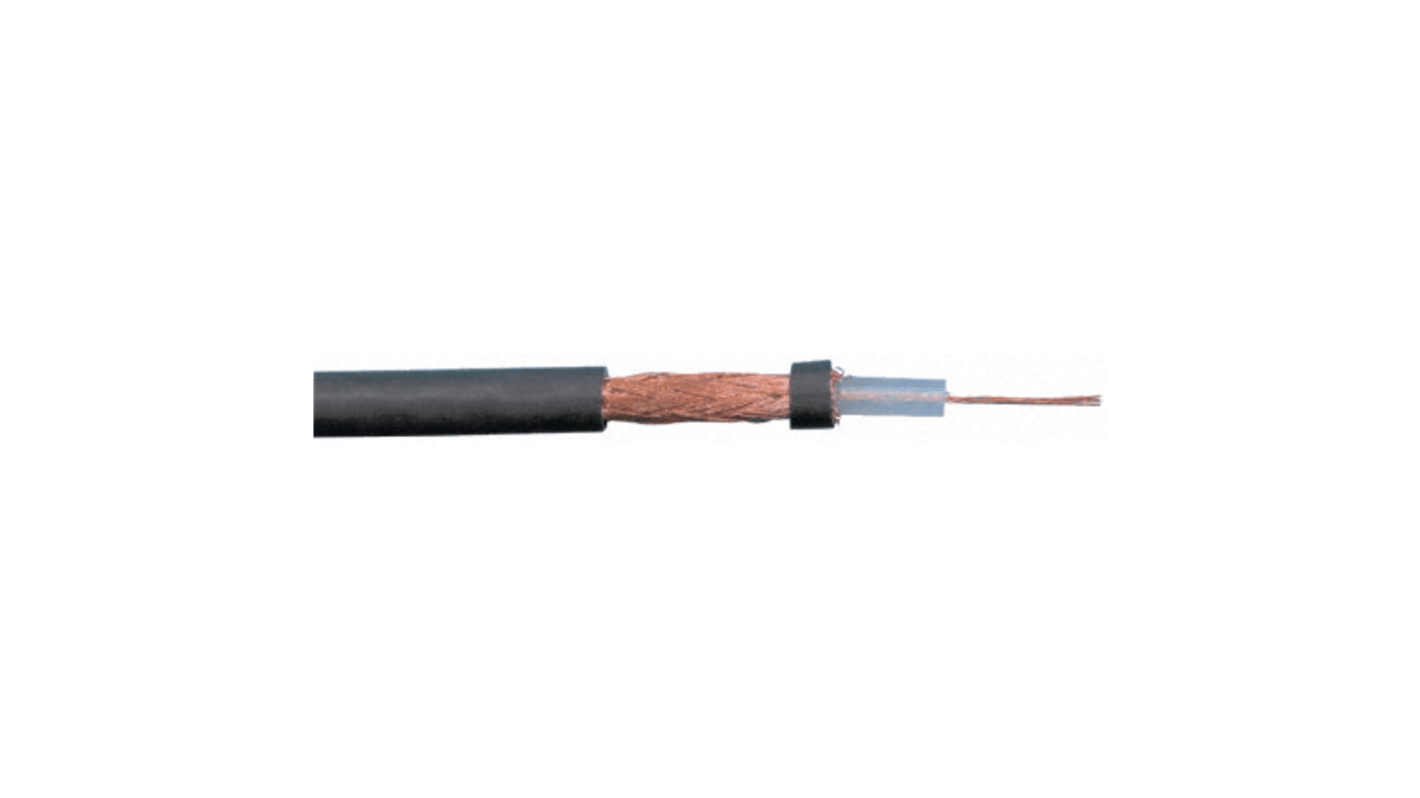 Cable coaxial URM70 RS PRO, 75 Ω, long. 100m, funda de Pirorretardante no-orrosivo (FRNC) Negro
