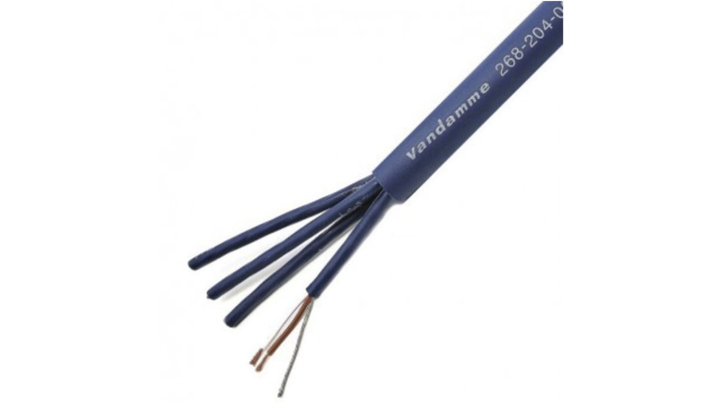 Van Damme Screened Audio & Control Cable, 0.22 mm² CSA, 9.6mm od, 50m, Blue