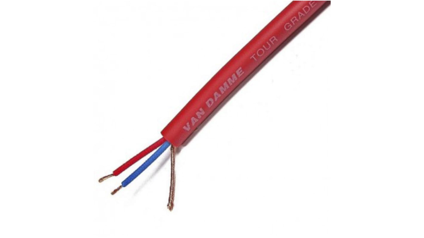 Van Damme Screened Microphone Cable, 0.22 mm² CSA, 6.35mm od, 100m, Red
