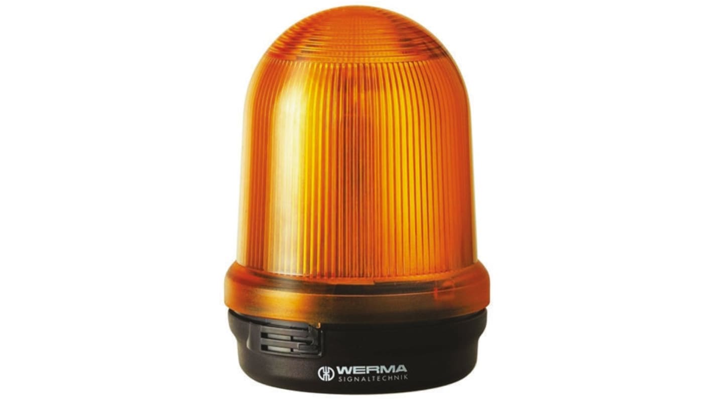 Werma BM 827 Series Yellow Flashing Beacon, 230 V ac/dc, Surface Mount, Incandescent Bulb, IP65