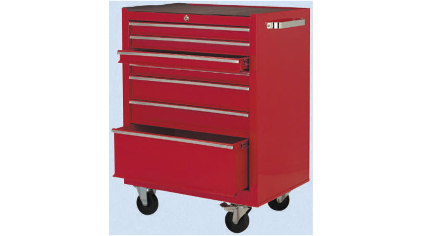 RS PRO 7 drawer Steel Wheeled, 902mm x 676mm x 454mm