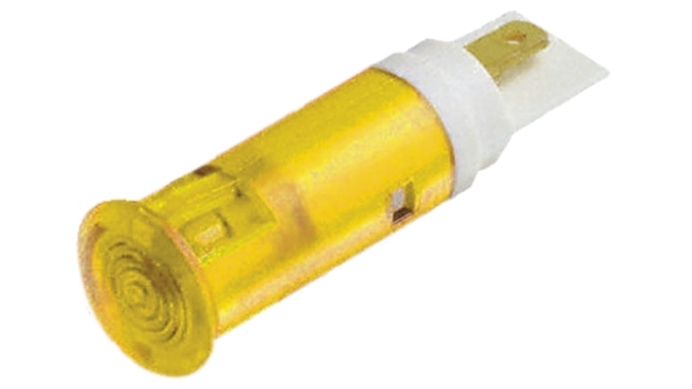 Signal Construct Yellow Panel Mount Indicator, 5 → 7V, 5mm Mounting Hole Size, Solder Tab Termination