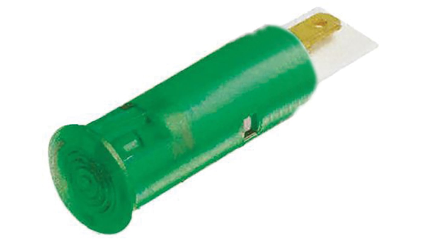 Signal Construct Green Panel Mount Indicator, 12 → 14V, 6mm Mounting Hole Size, Solder Tab Termination