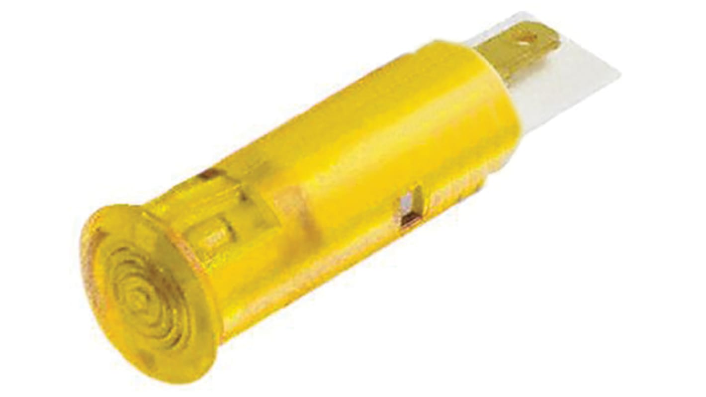 Indicador LED Signal Construct, Amarillo, lente enrasada, Ø montaje 6mm, 24 → 28V, 10mA, 10mcd