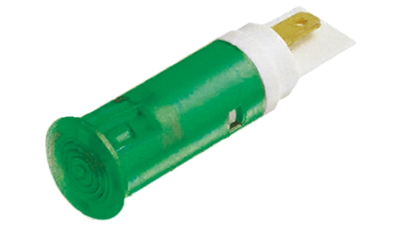 Signal Construct Green Panel Mount Indicator, 130V, 10mm Mounting Hole Size