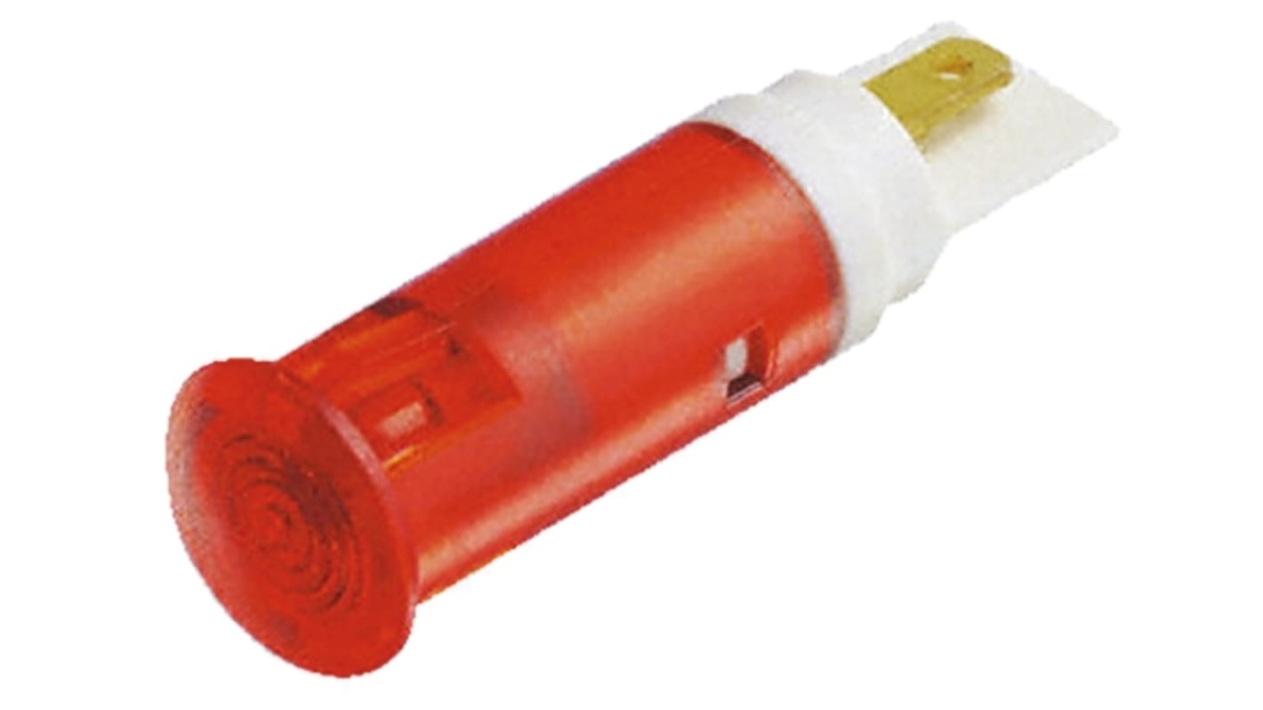 Indicador LED Signal Construct, Rojo, lente enrasada, Ø montaje 10mm, 230V, 10mA