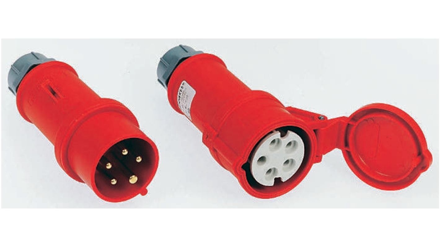 Conector de potencia industrial Hembra, Formato 4P, Orientación Recto, StarTOP, Rojo, 400 V, 16A, IP44