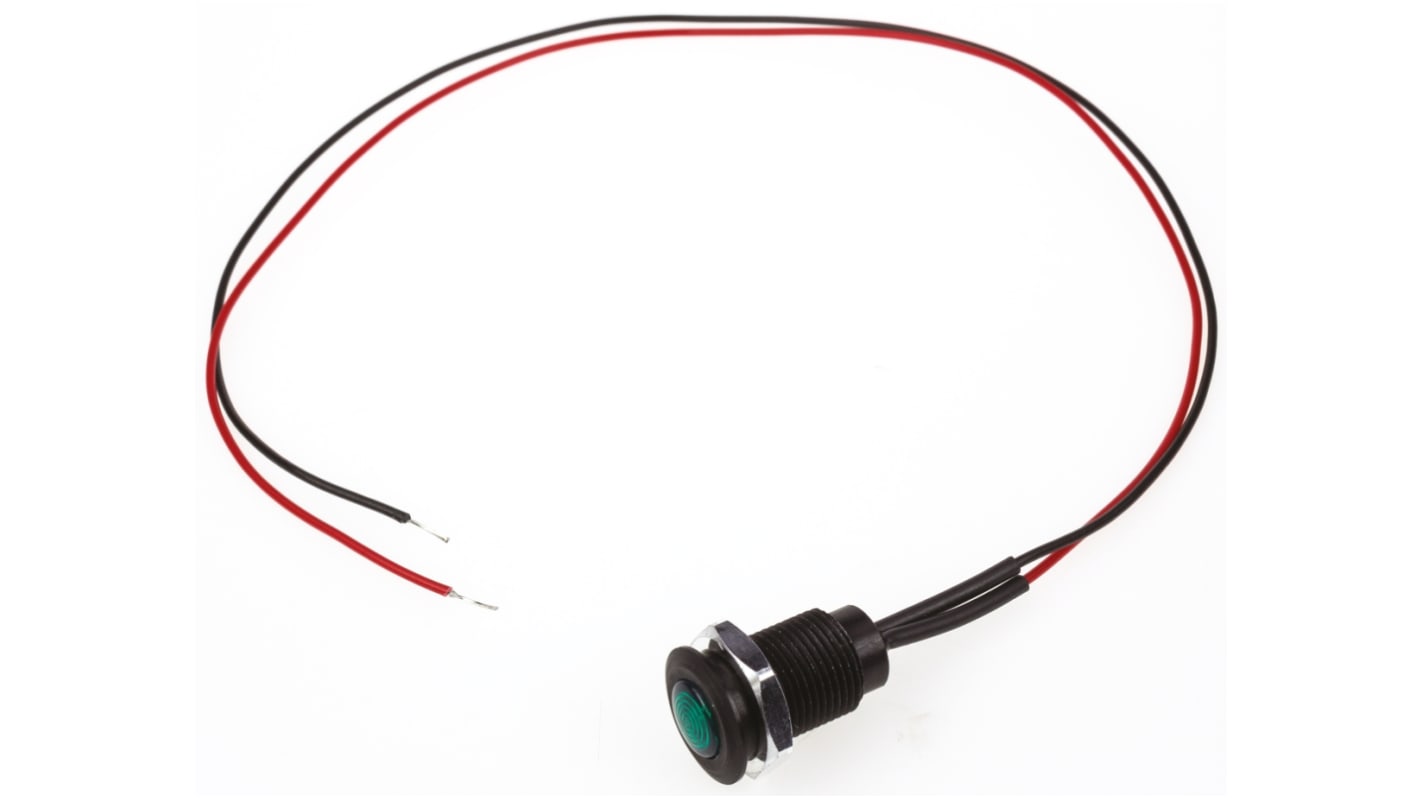 Oxley Green Panel Mount Indicator, 24V ac, 10.2mm Mounting Hole Size, Lead Wires Termination, IP66