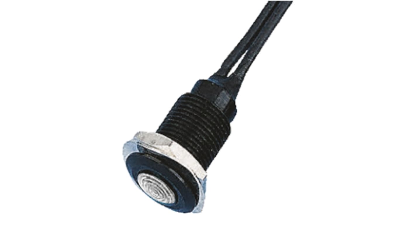 Indicador LED Oxley, Blanco, lente enrasada, marco Negro, Ø montaje 10.2mm, 24V ac, 7.5mA, 375mcd, IP66