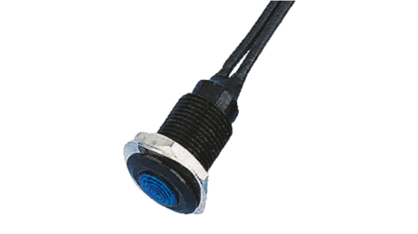 Oxley Blue Panel Mount Indicator, 230V ac, 10.2mm Mounting Hole Size, Lead Wires Termination, IP66