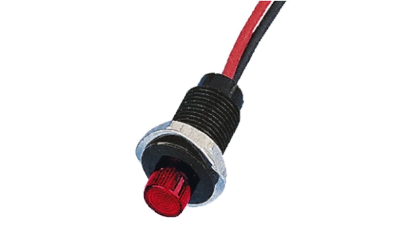 Oxley Red Indicator, 24V ac, 10.2mm Mounting Hole Size, Lead Wires Termination