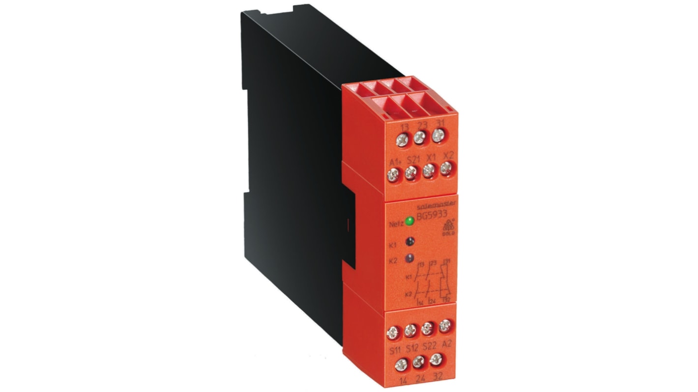 Relé de seguridad Dold Safemaster BG 5933, para Control con dos manos, 24V dc